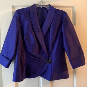 Alex evenings taffeta wrap top with cuffed sleeves - royal blue M or size 10?